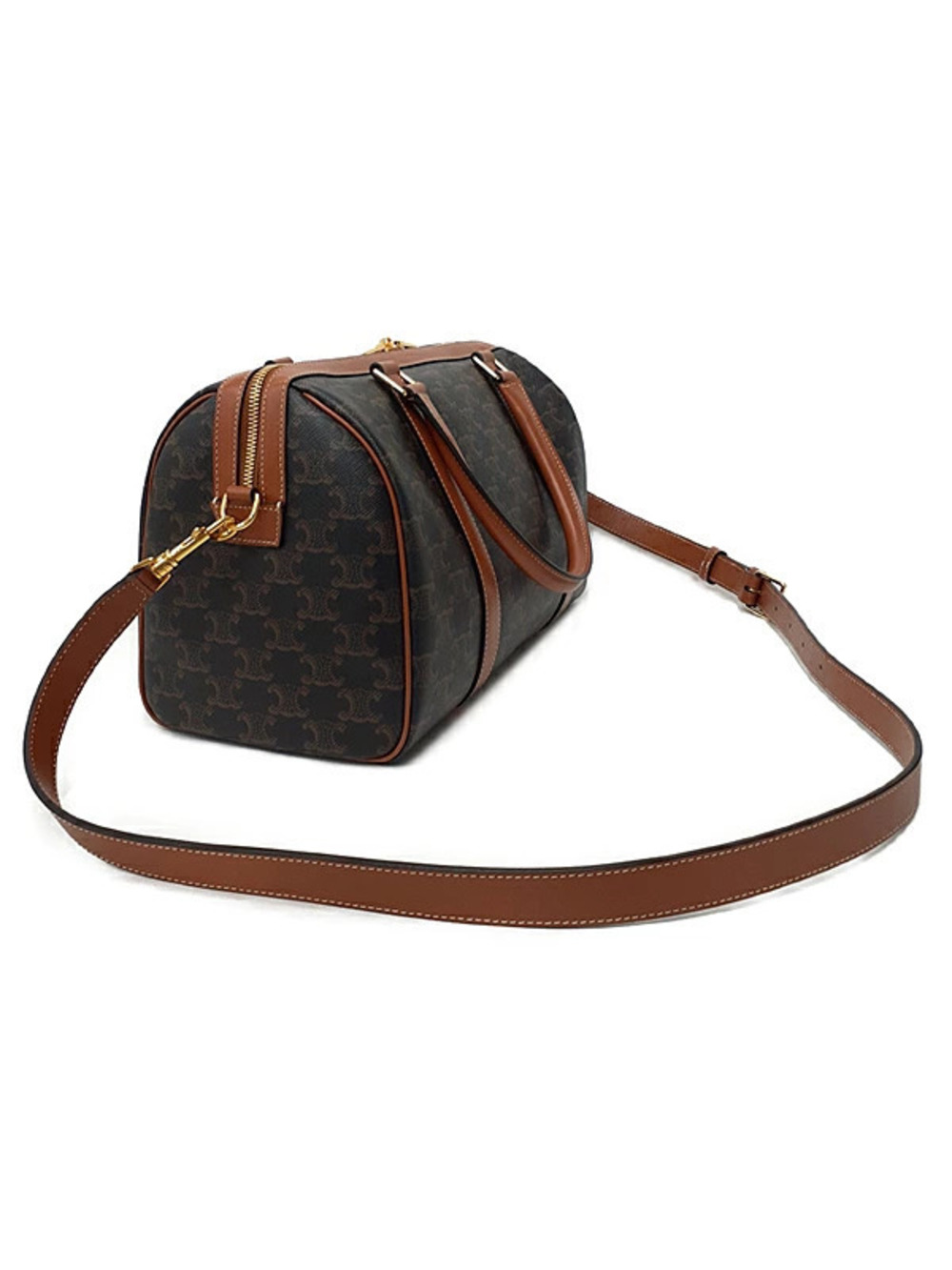 Celine Boston Bag Canvas Triomphe Black